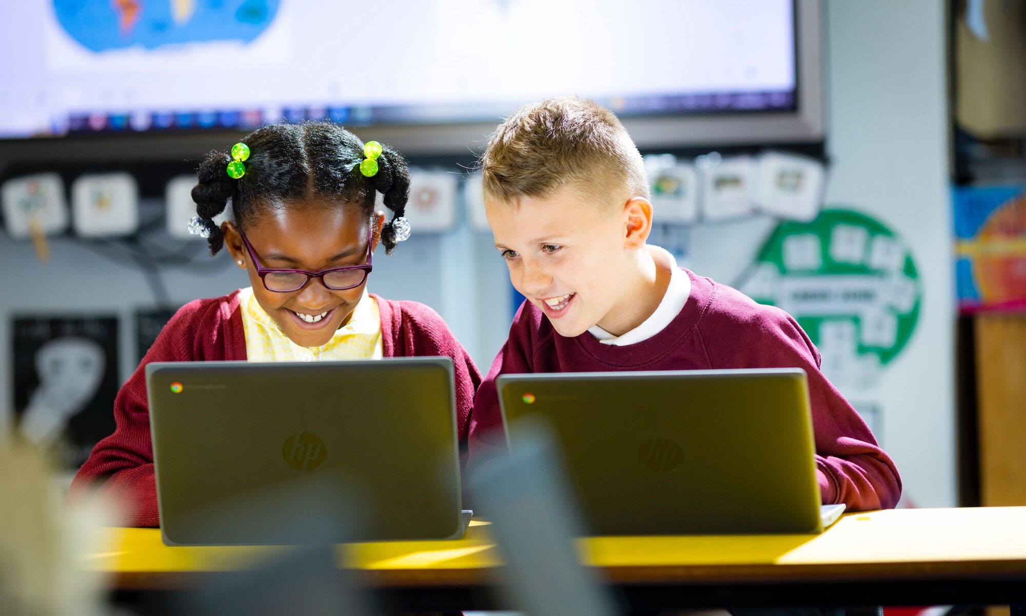 Tudor Academy Pupils on Laptops Image